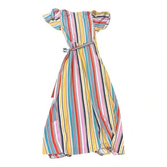 Louna Meghan Wrap Dress Stripe Sz S Beach Resortwear Casual Maxi Vibrant - Picture 4 of 6